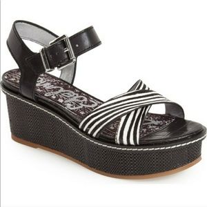 EUC! Adorable RETRO Sam Edelman Tina Platform Sandal Zebra, white & black-LOOK👻